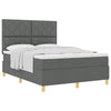 Box spring seng med hovedgærde Mørkegrå 140 x 200 cm Stof