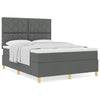 Box spring seng med hovedgærde Mørkegrå 140 x 200 cm Stof