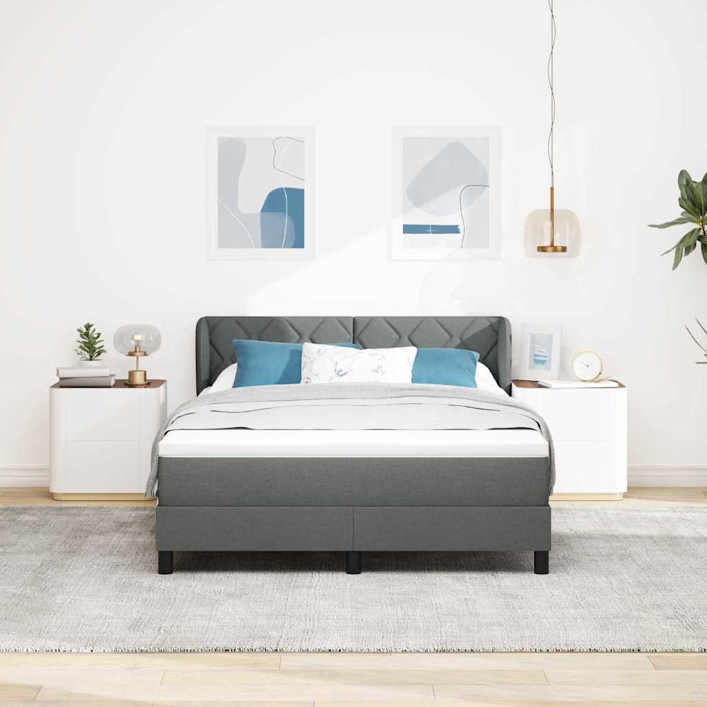 Boxmadras med topmadras med madras Mørkegrå 140 x 200 cm Stof