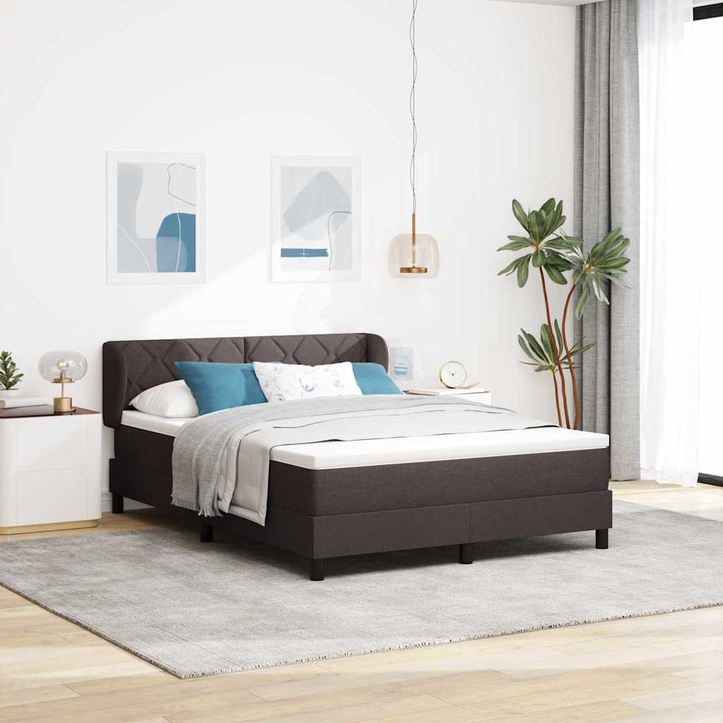 Boxmadras med topmadras med madras Mørkebrun 140 x 200 cm Stof
