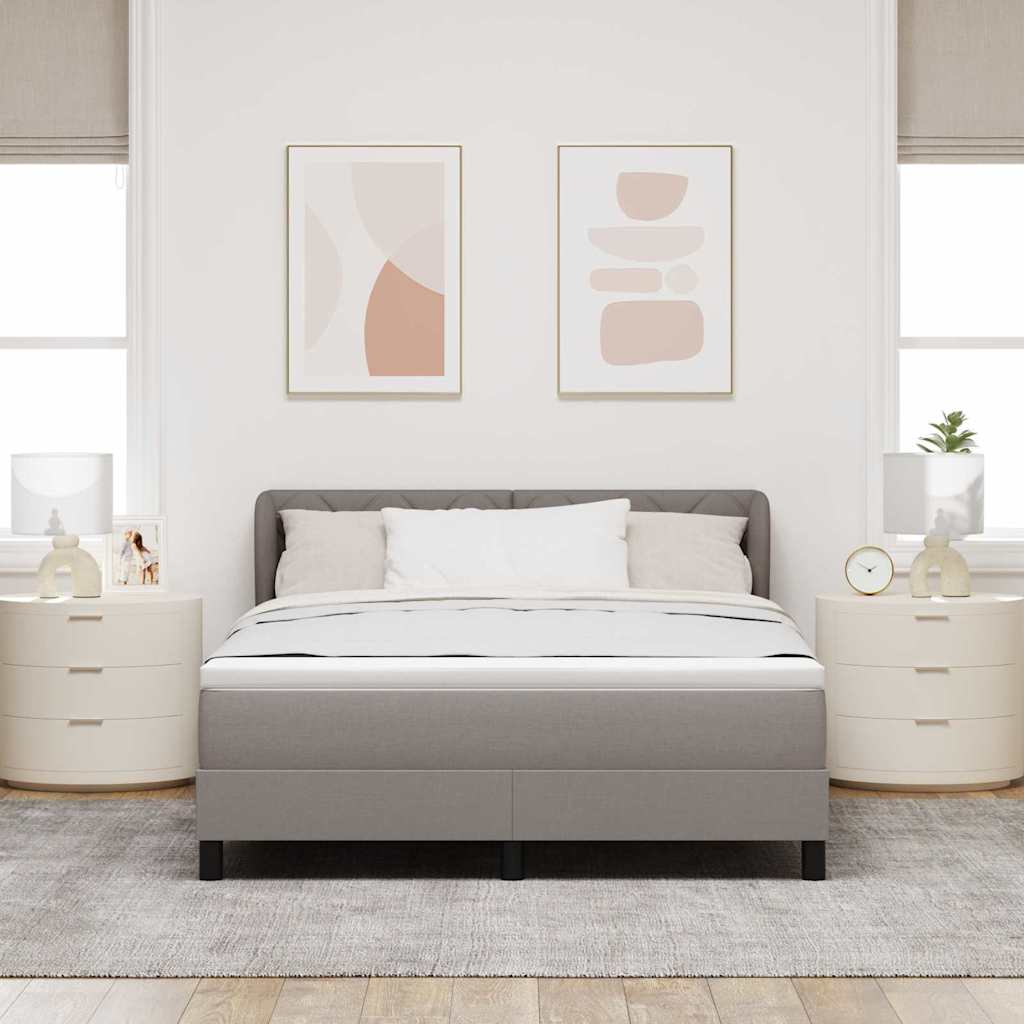 Boxmadras med topmadras med madras Gråbrun 140 x 200 cm Stof