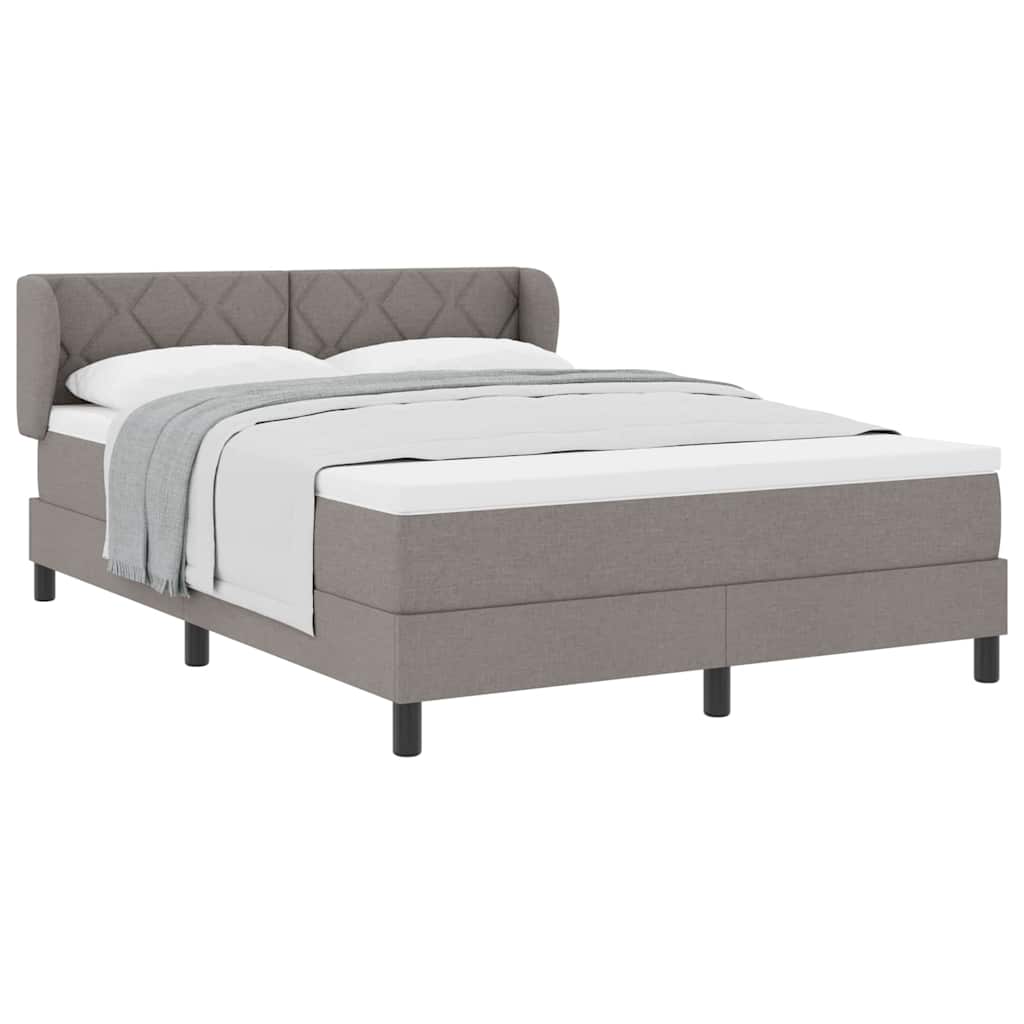 Boxmadras med topmadras med madras Gråbrun 140 x 200 cm Stof