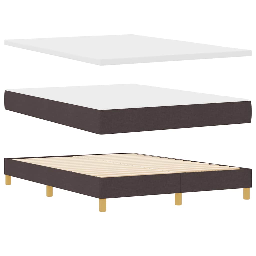 Boks madrasseng med madras creme 90x200 cm stof Mørkebrun
