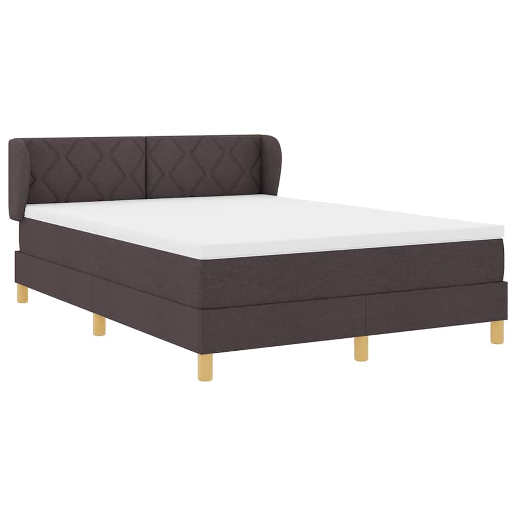 Boks madrasseng med madras creme 90x200 cm stof Mørkebrun