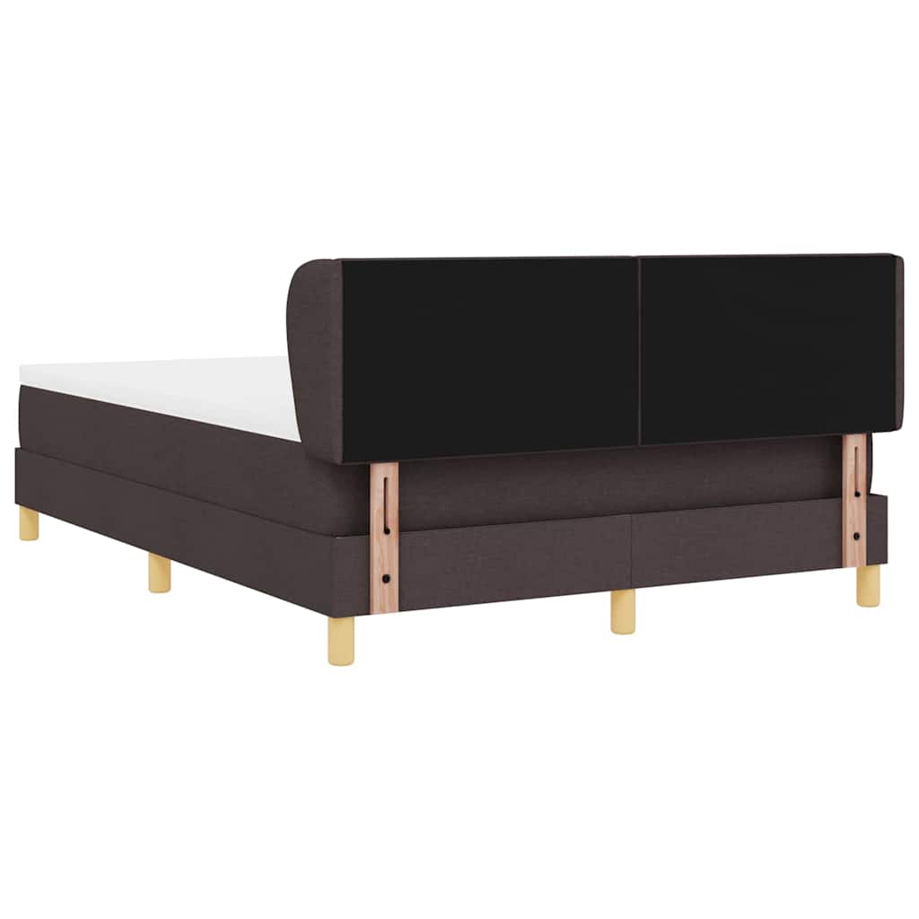 Boks madrasseng med madras creme 90x200 cm stof Mørkebrun