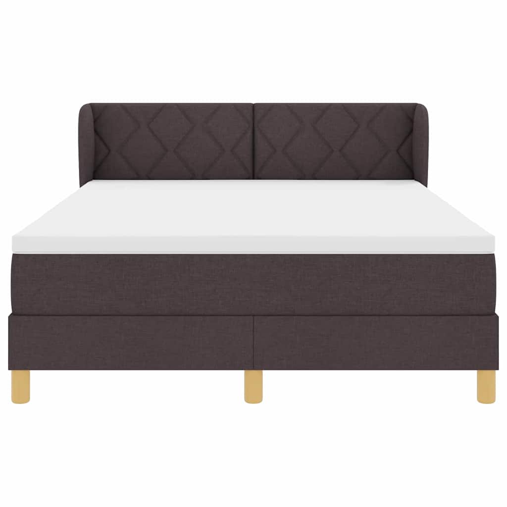 Boks madrasseng med madras creme 90x200 cm stof Mørkebrun