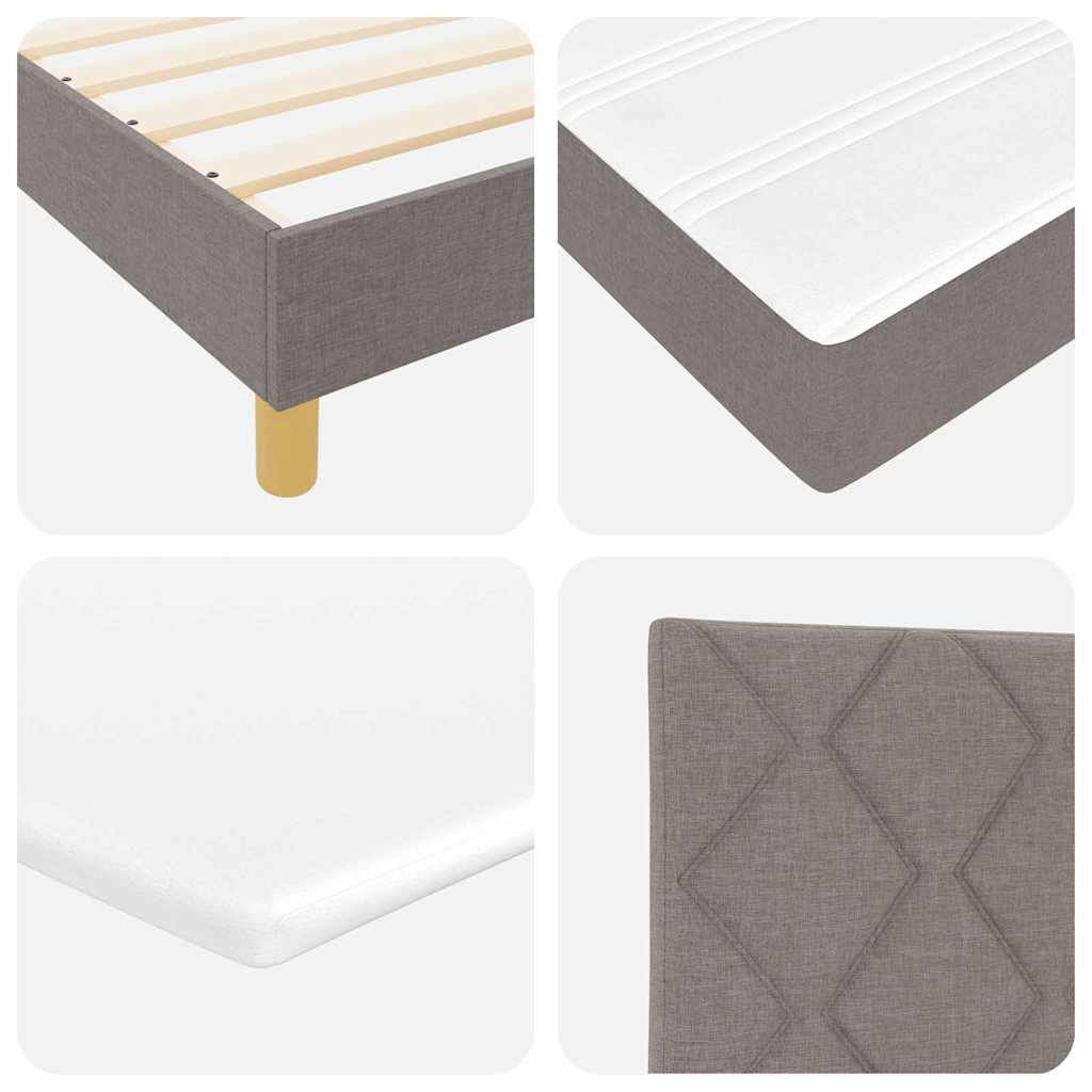 Boks madrasseng med madras creme 90x200 cm stof Gråbrun