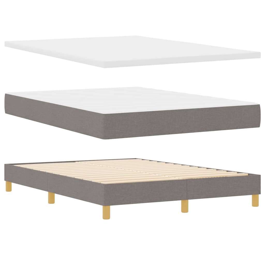 Boks madrasseng med madras creme 90x200 cm stof Gråbrun