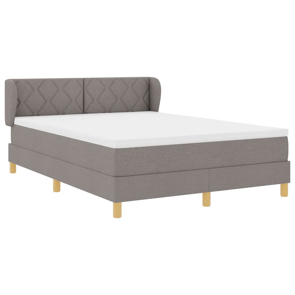 Boks madrasseng med madras creme 90x200 cm stof Gråbrun