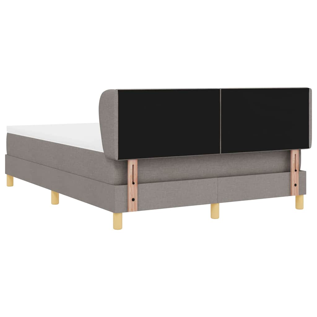 Boks madrasseng med madras creme 90x200 cm stof Gråbrun