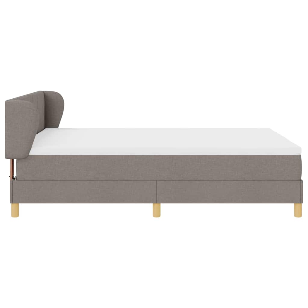 Boks madrasseng med madras creme 90x200 cm stof Gråbrun