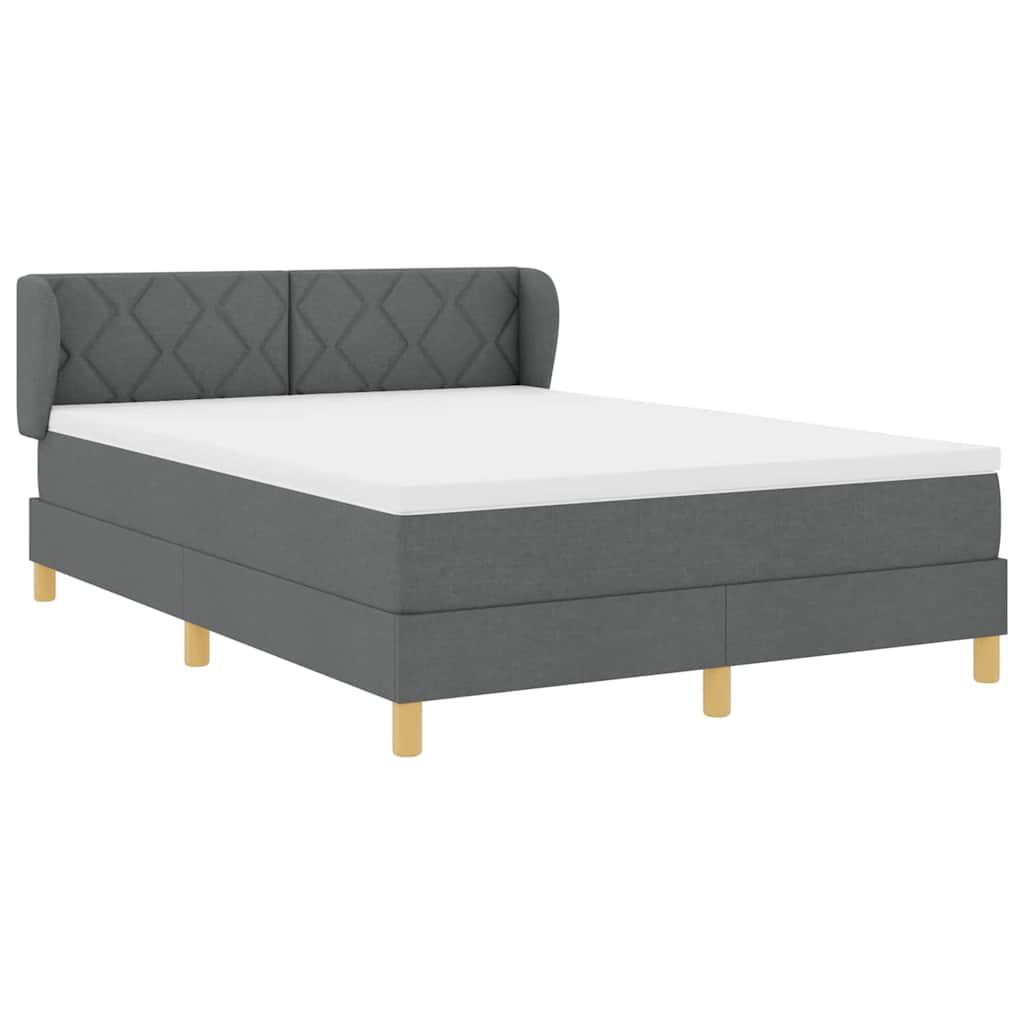 Boks madrasseng med madras creme 90x200 cm stof Mørkegrå