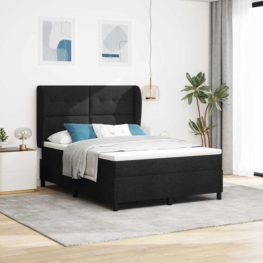 Box spring seng med madras Sort 140 x 200 cm Stof