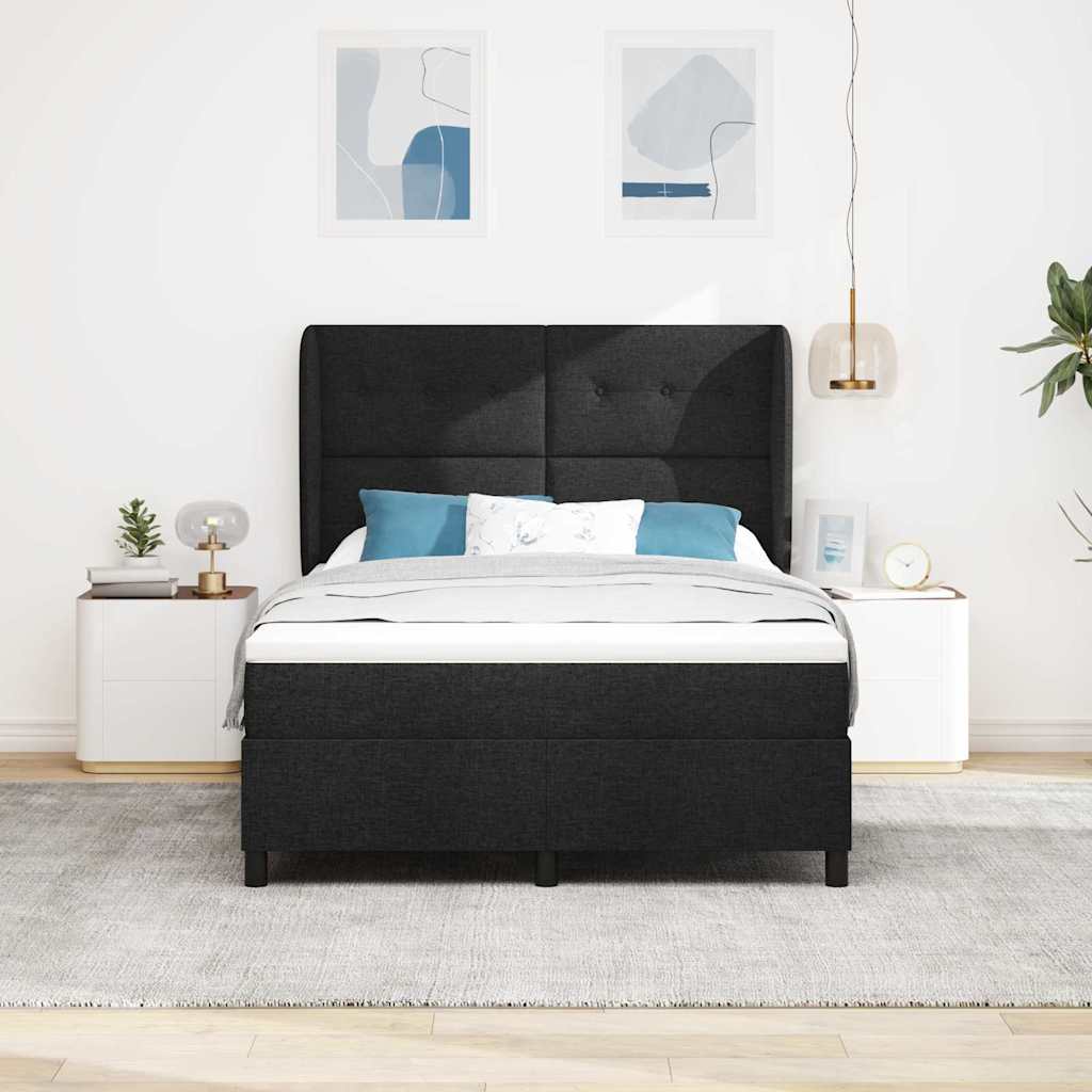 Box spring seng med madras Sort 140 x 200 cm Stof
