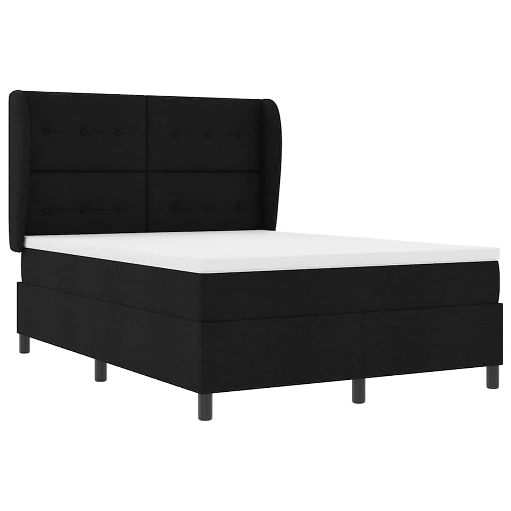 Box spring seng med madras Sort 140 x 200 cm Stof