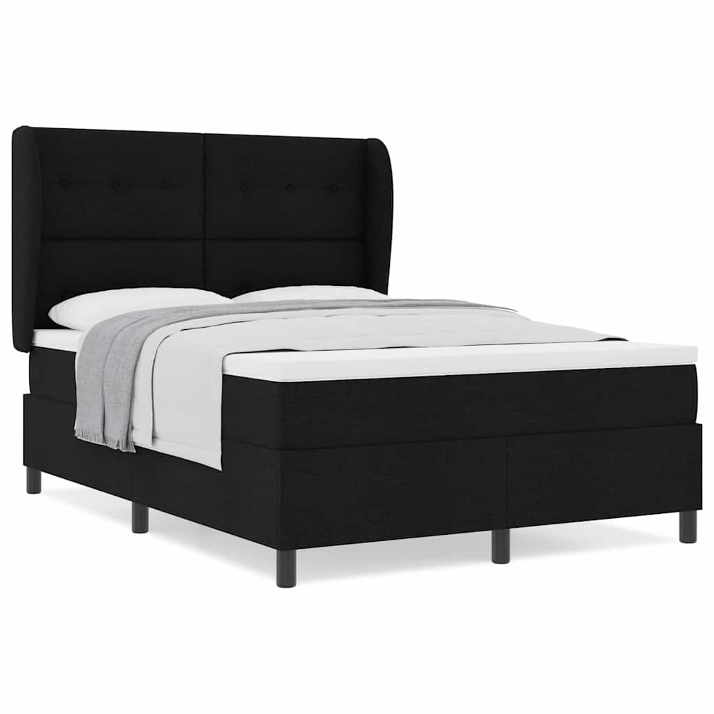 Box spring seng med madras Sort 140 x 200 cm Stof