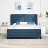 Box spring seng med madras med hovedgærde Blå 180 x 200 cm Stof