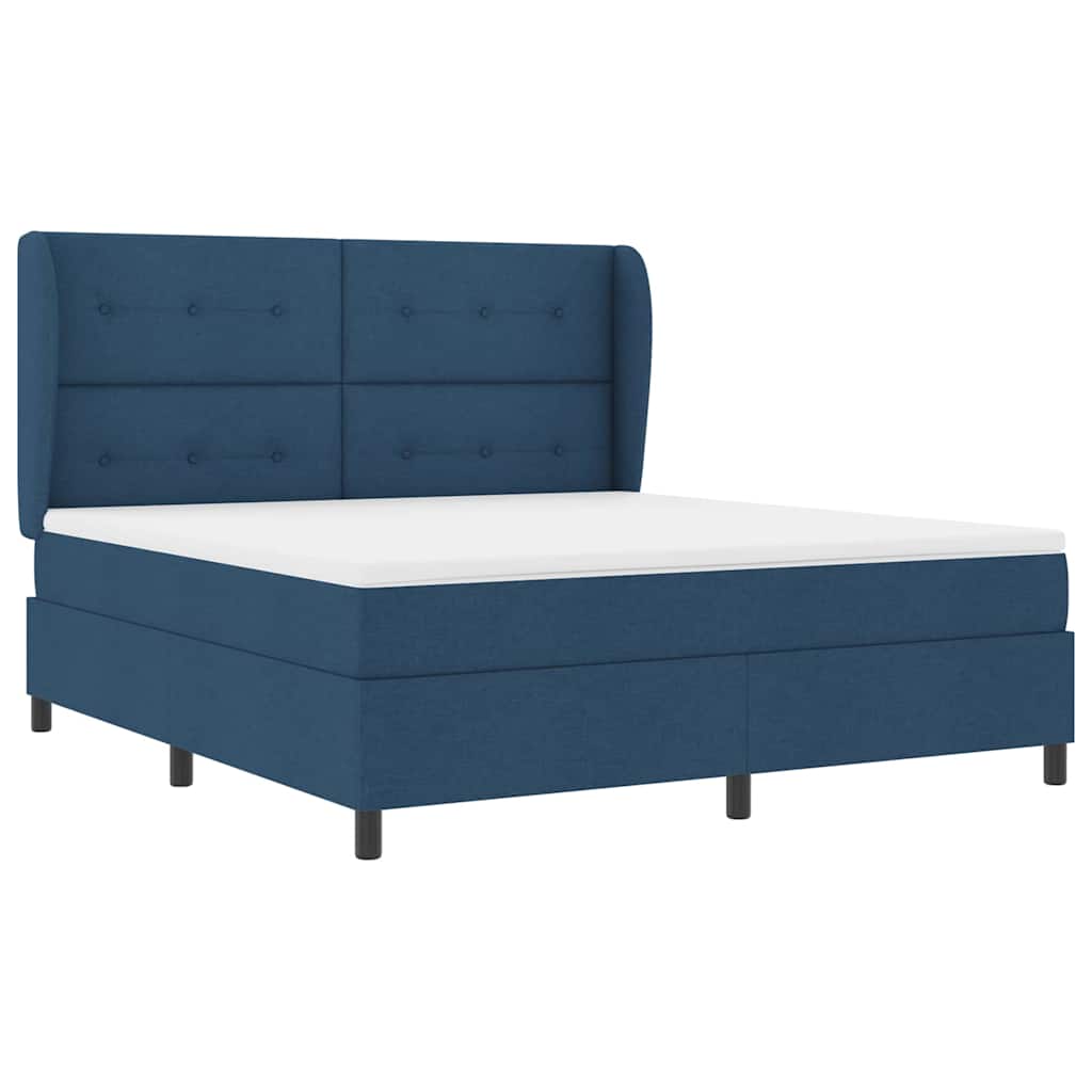 Box spring seng med madras med hovedgærde Blå 180 x 200 cm Stof