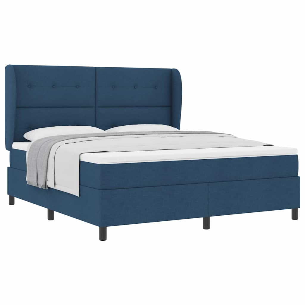 Box spring seng med madras med hovedgærde Blå 180 x 200 cm Stof