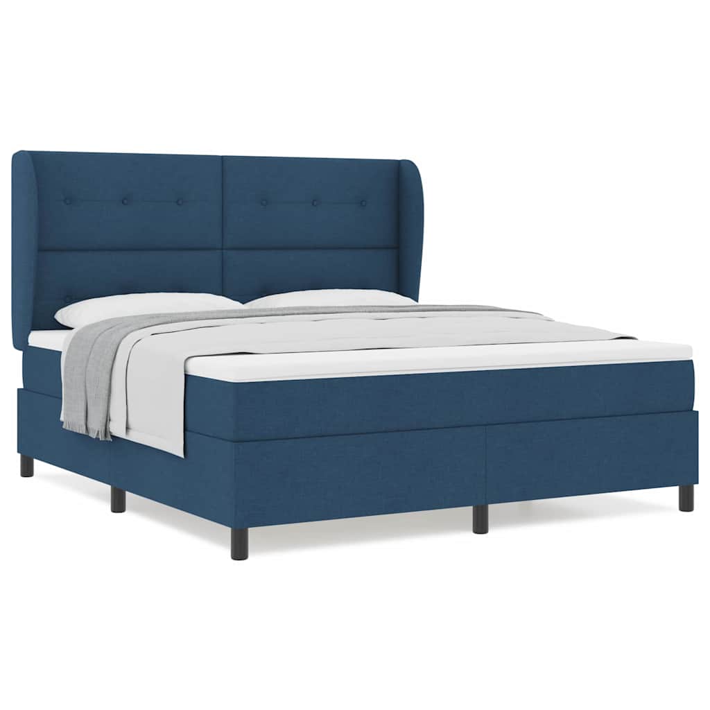Box spring seng med madras med hovedgærde Blå 180 x 200 cm Stof