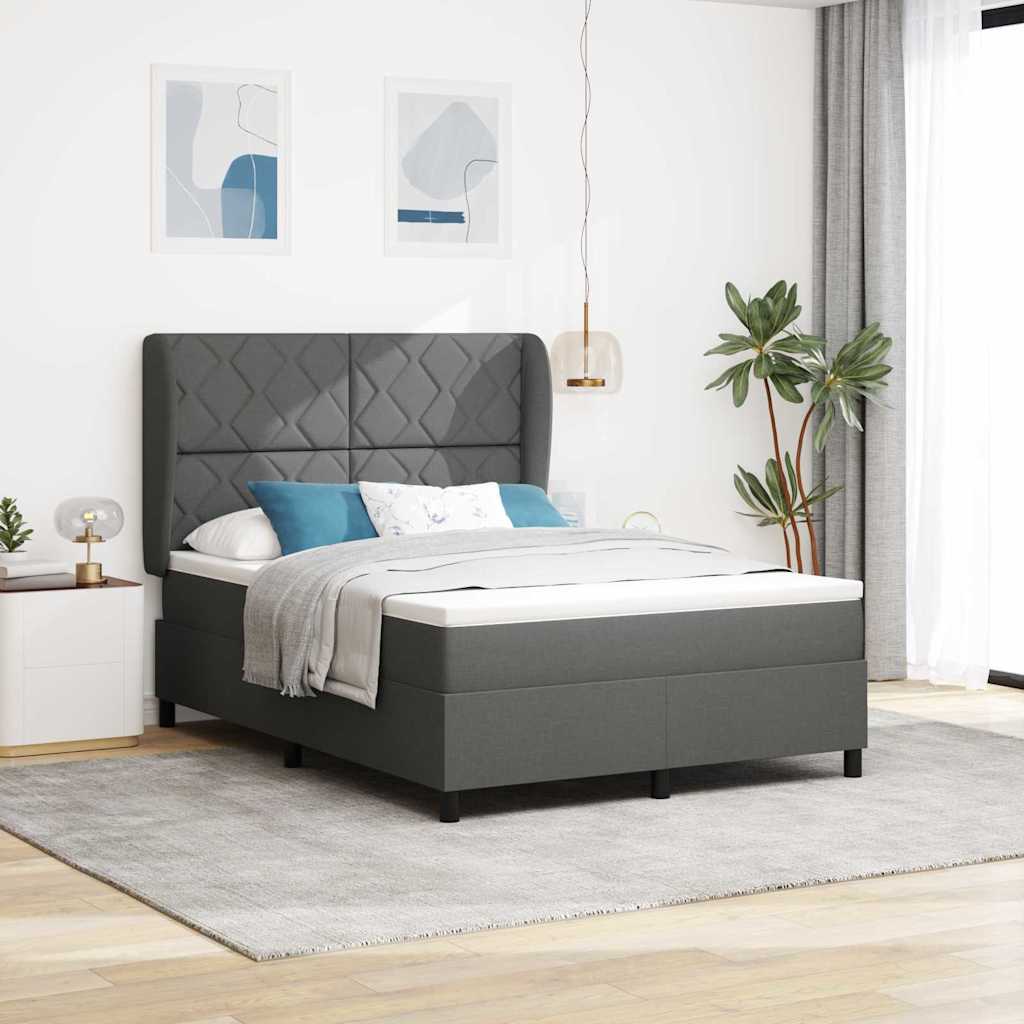 Box spring seng med madras Mørkegrå 140 x 200 cm Stof