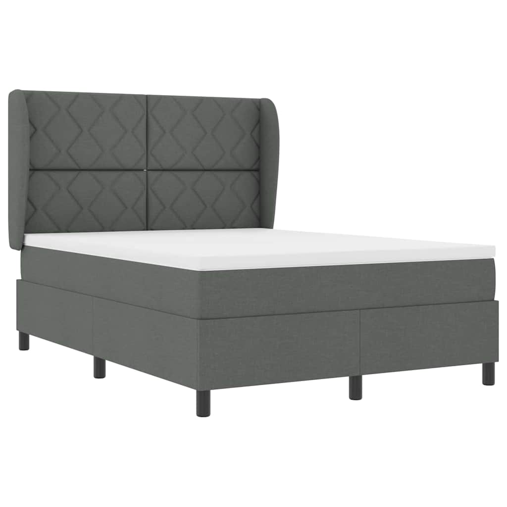 Box spring seng med madras Mørkegrå 140 x 200 cm Stof