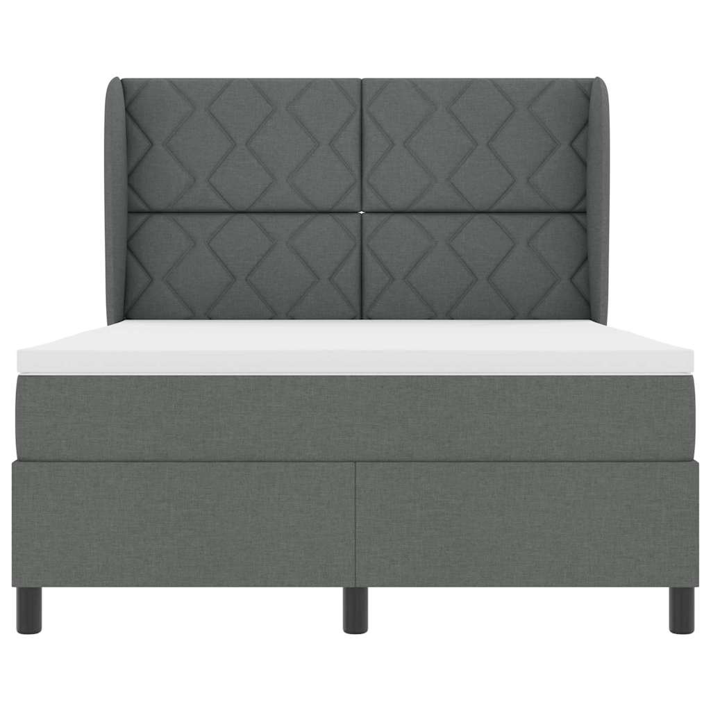 Box spring seng med madras Mørkegrå 140 x 200 cm Stof