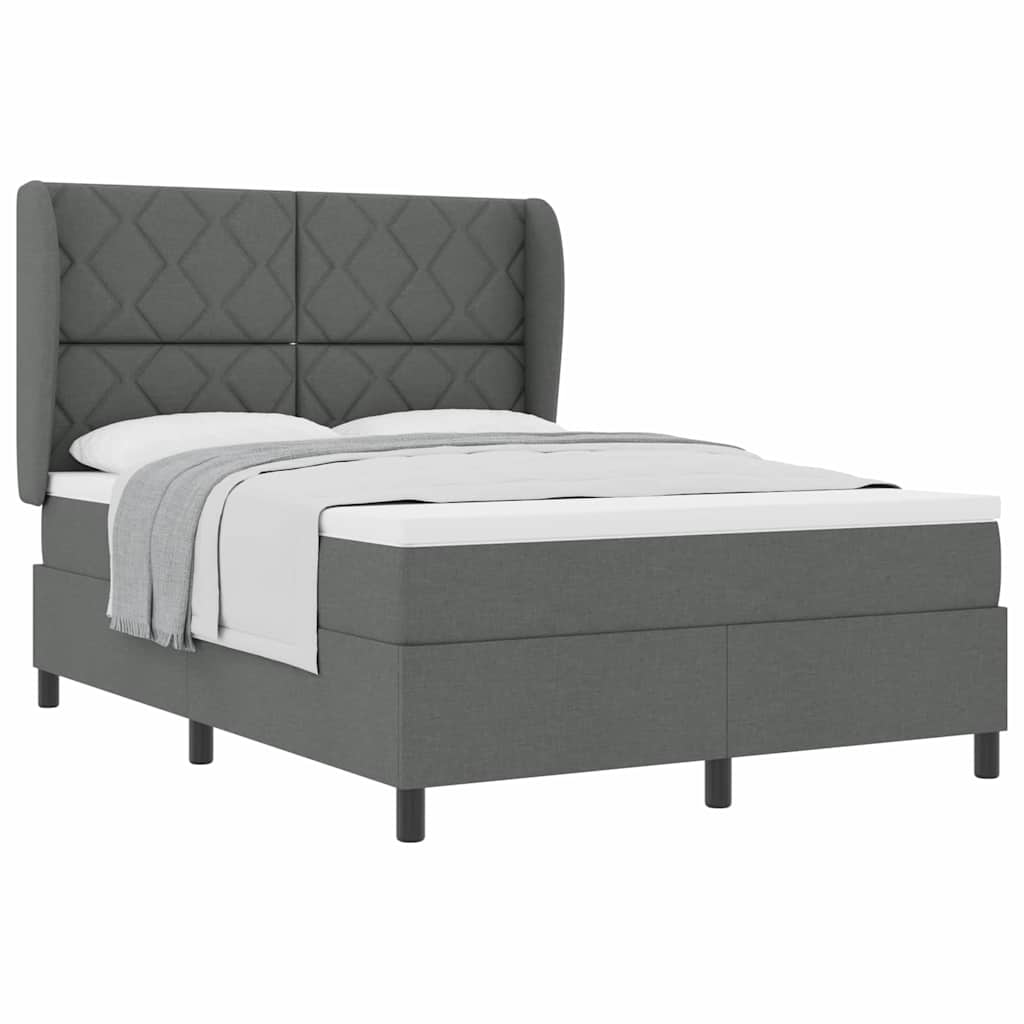 Box spring seng med madras Mørkegrå 140 x 200 cm Stof