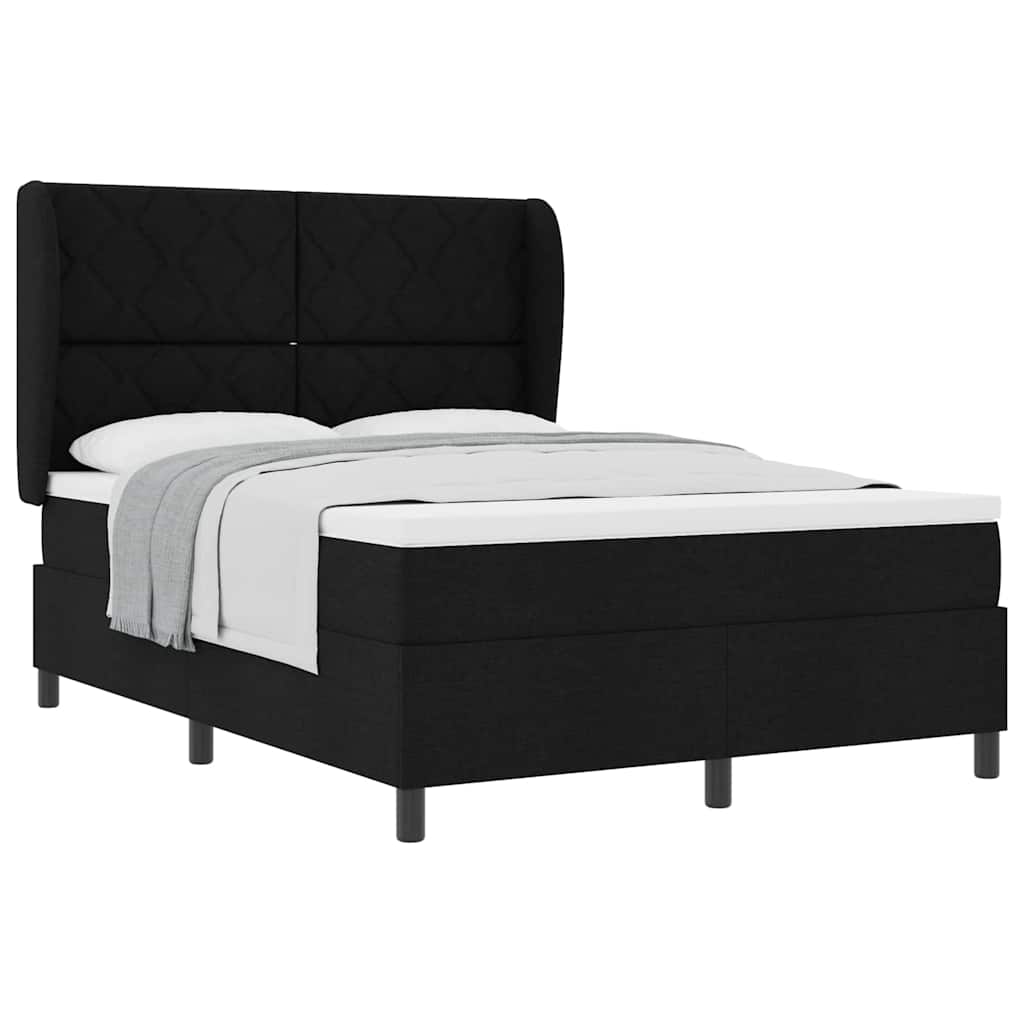 Box spring seng med madras Sort 140 x 200 cm Stof