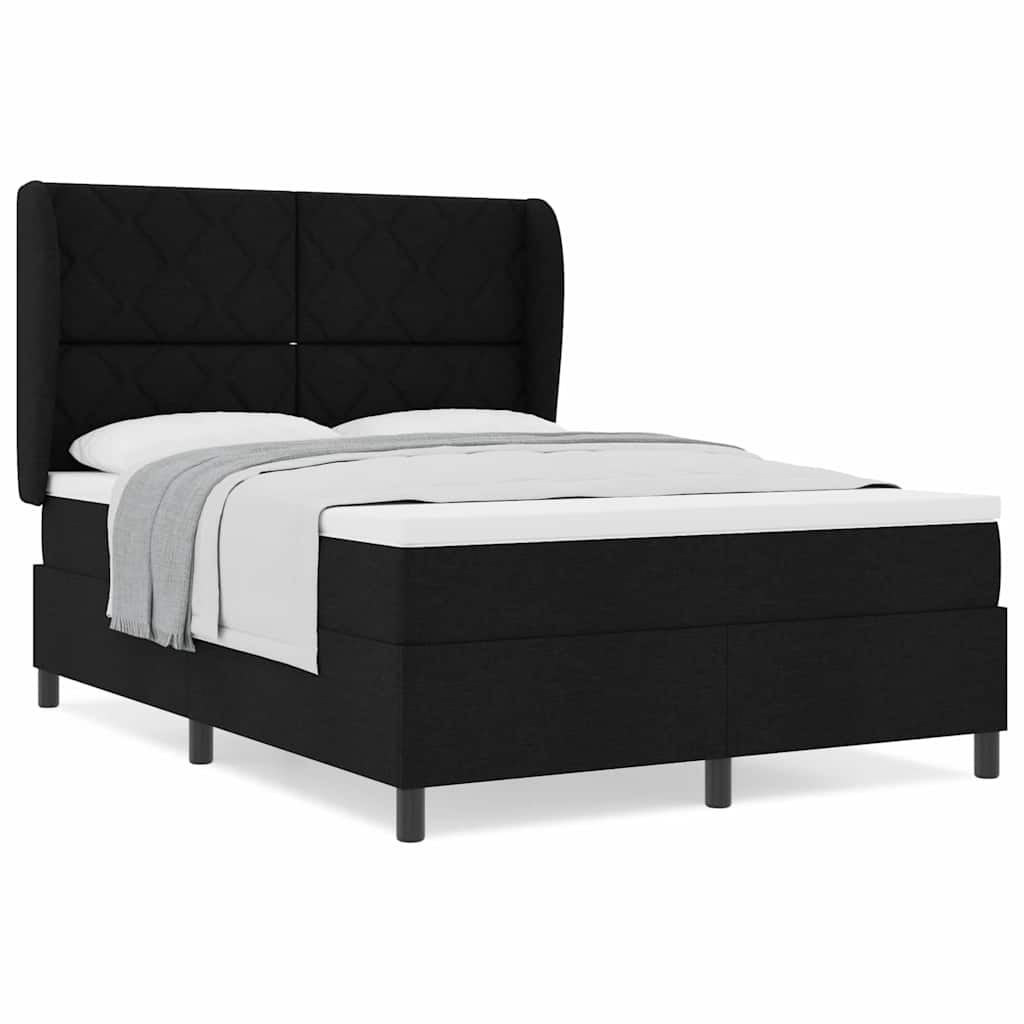 Box spring seng med madras Sort 140 x 200 cm Stof