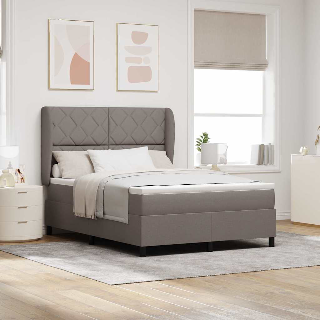 Box spring seng med madras Gråbrun 140 x 200 cm Stof