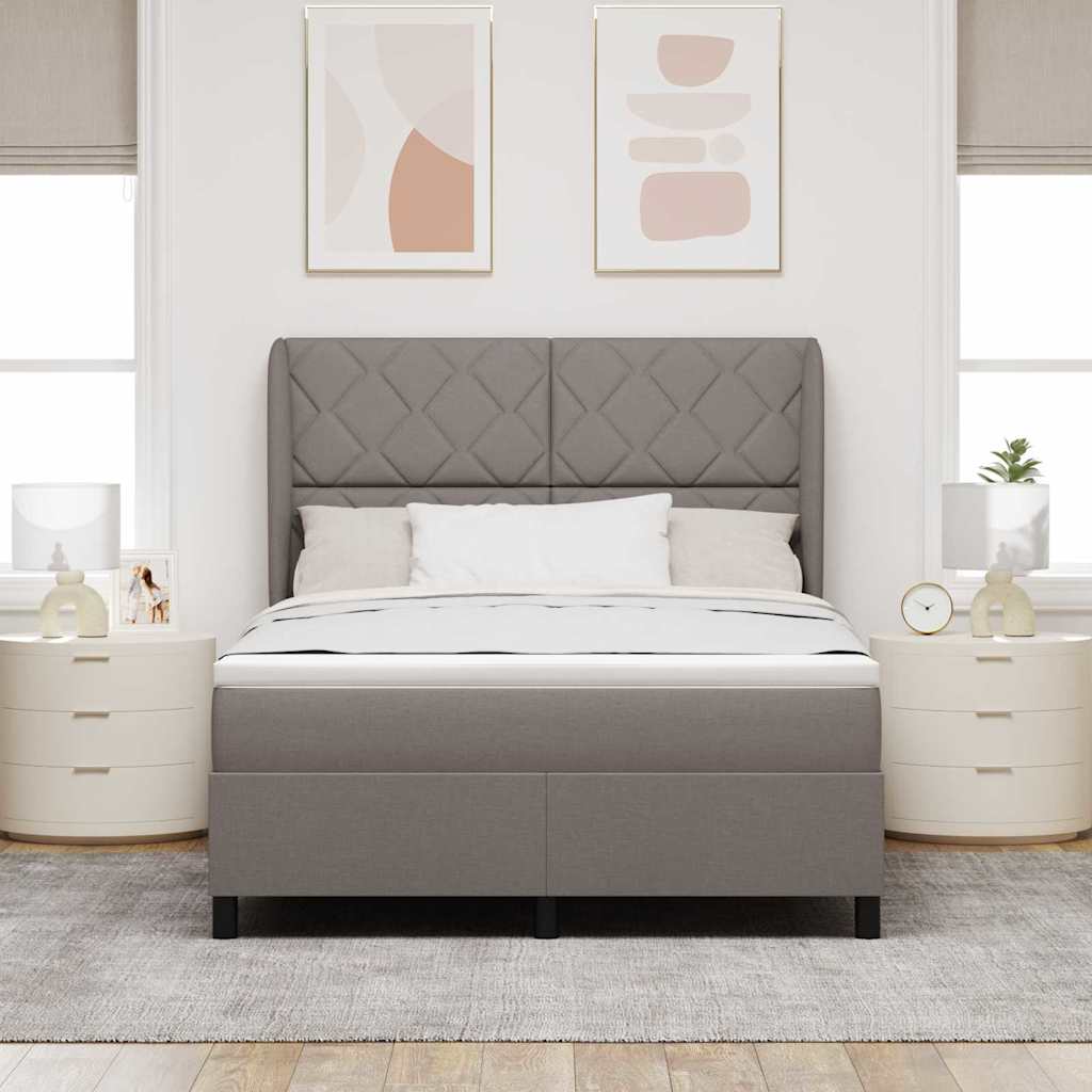 Box spring seng med madras Gråbrun 140 x 200 cm Stof