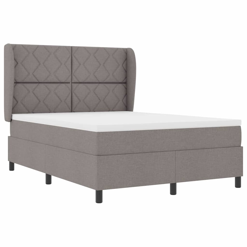 Box spring seng med madras Gråbrun 140 x 200 cm Stof