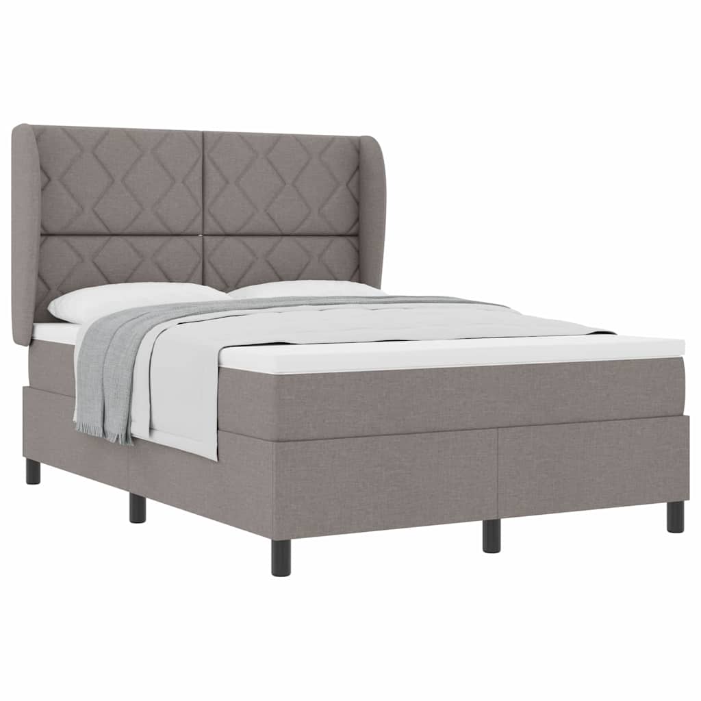 Box spring seng med madras Gråbrun 140 x 200 cm Stof