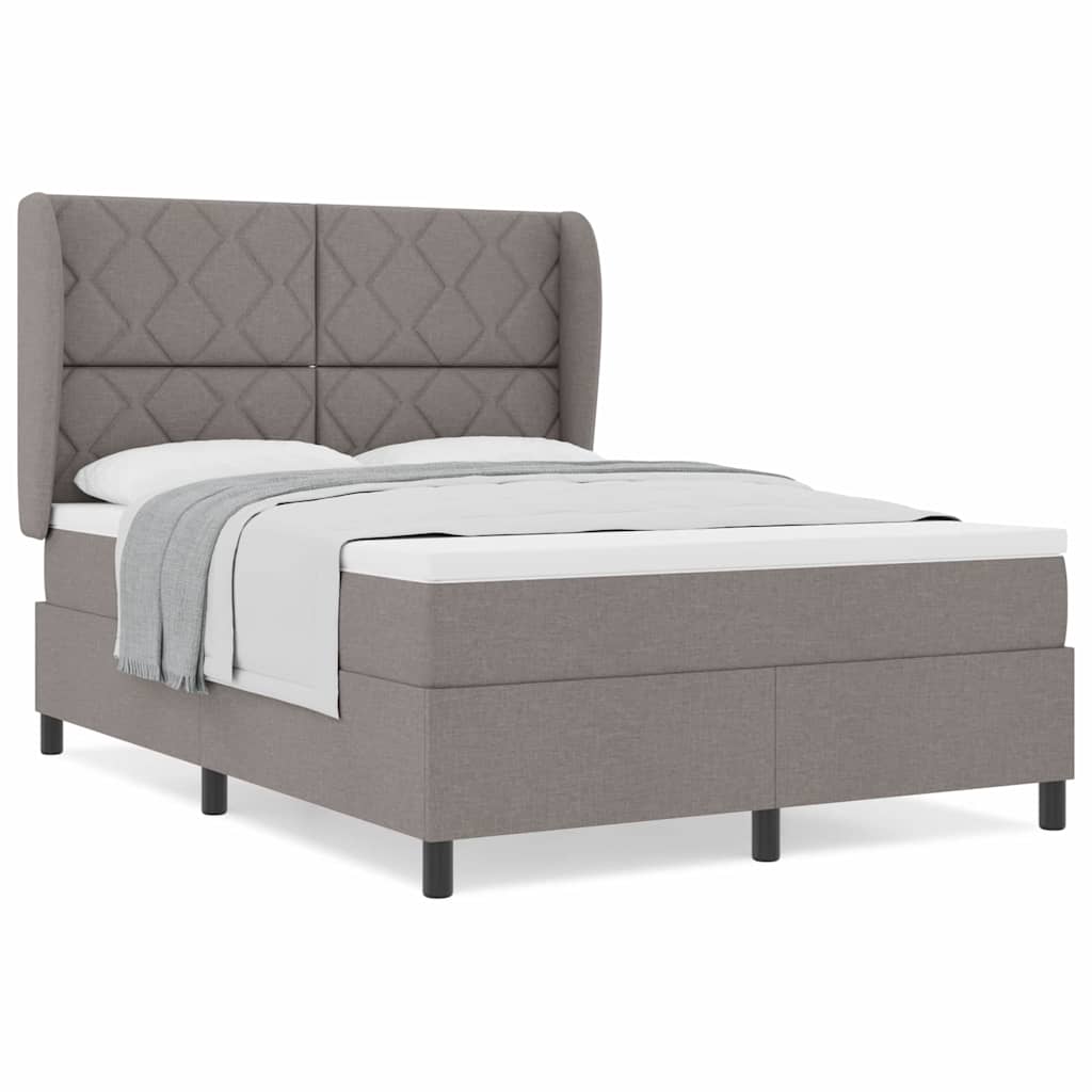 Box spring seng med madras Gråbrun 140 x 200 cm Stof