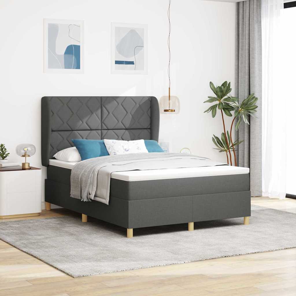Boks-madras seng med madras Mørkegrå 90x190 cm Stof Mørkegrå