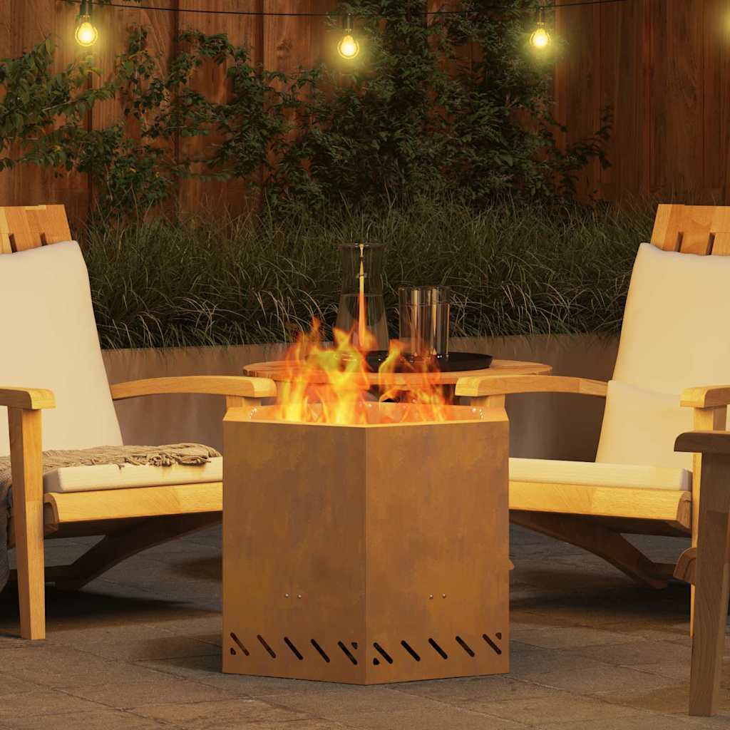Fire Pit Brown 58 x 58 x 51 cm Weathering steel