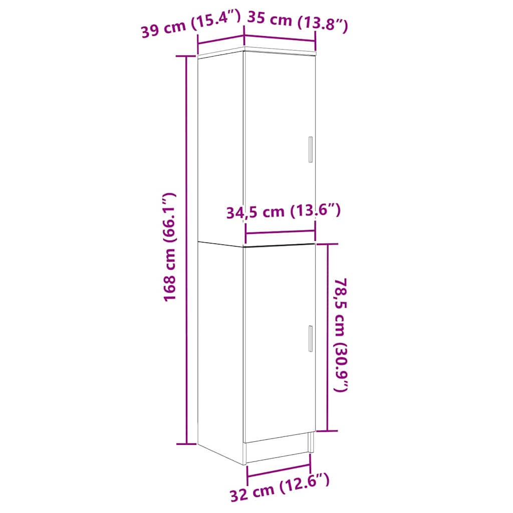 Highboard Røget eg 35 x 39 x 168 cm