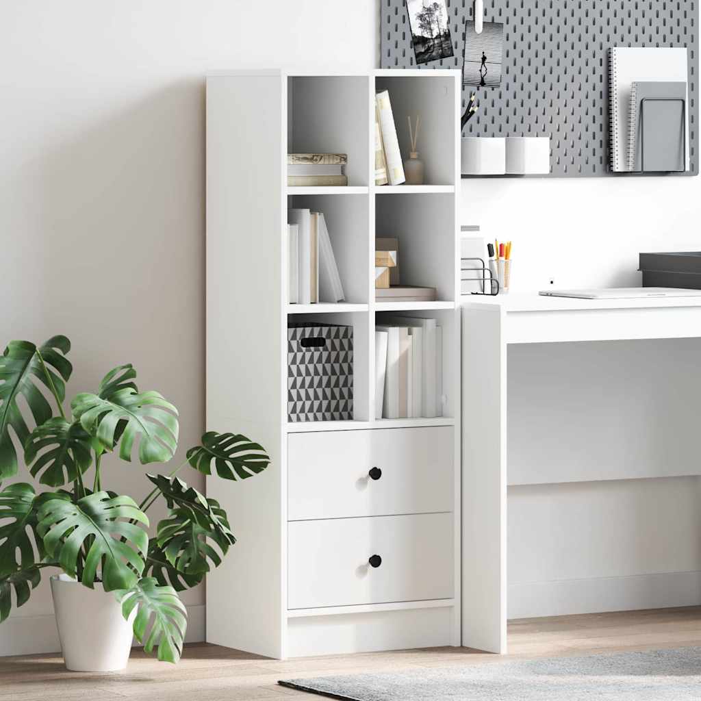 Highboard med skuffe Hvid 45,5 x 34 x 127 cm Konstrueret træ