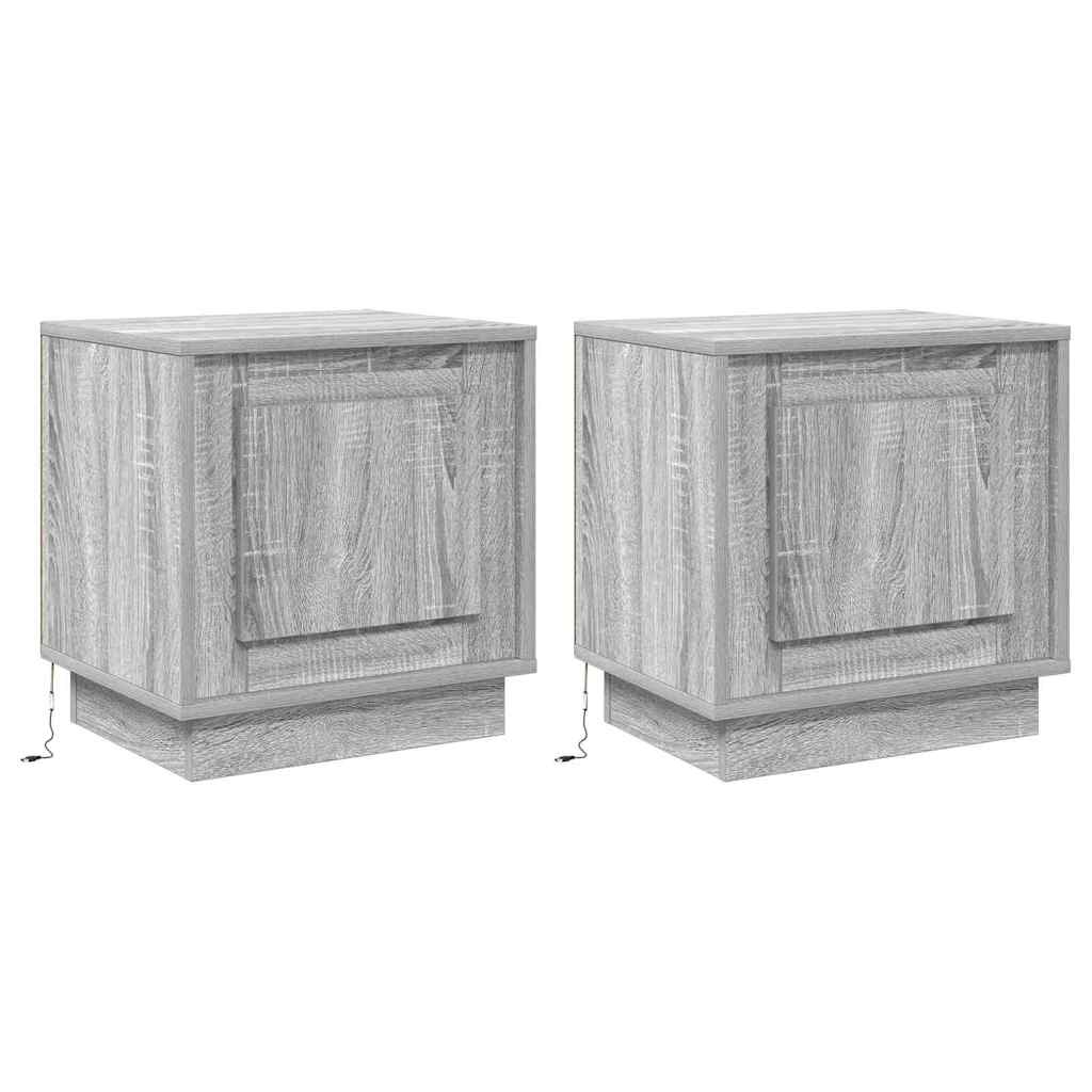 Natskab med 2 pcs Grå 44 x 34.5 x 45 cm Konstrueret træ