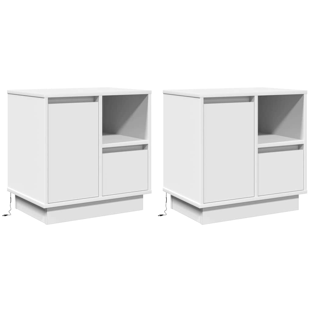 Natskab med 2 pcs Hvid 50 x 34.5 x 50 cm. Konstrueret træ