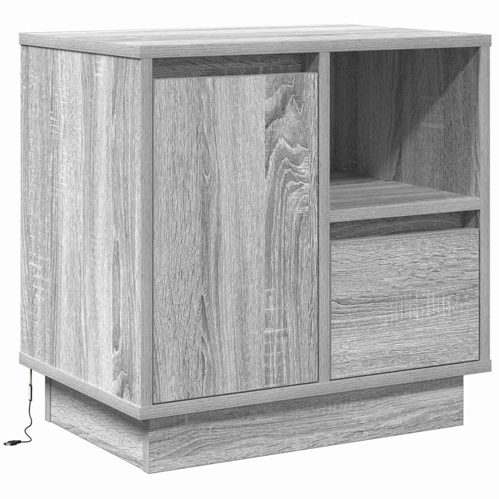 Natskab med skuffe 2 pcs Grå 50 x 34.5 x 50 cm. Konstrueret træ