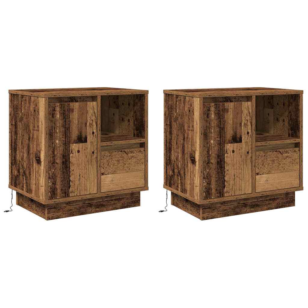 Natskab 2 pcs Gammelt træ 50 x 34.5 x 50 cm. Konstrueret træ