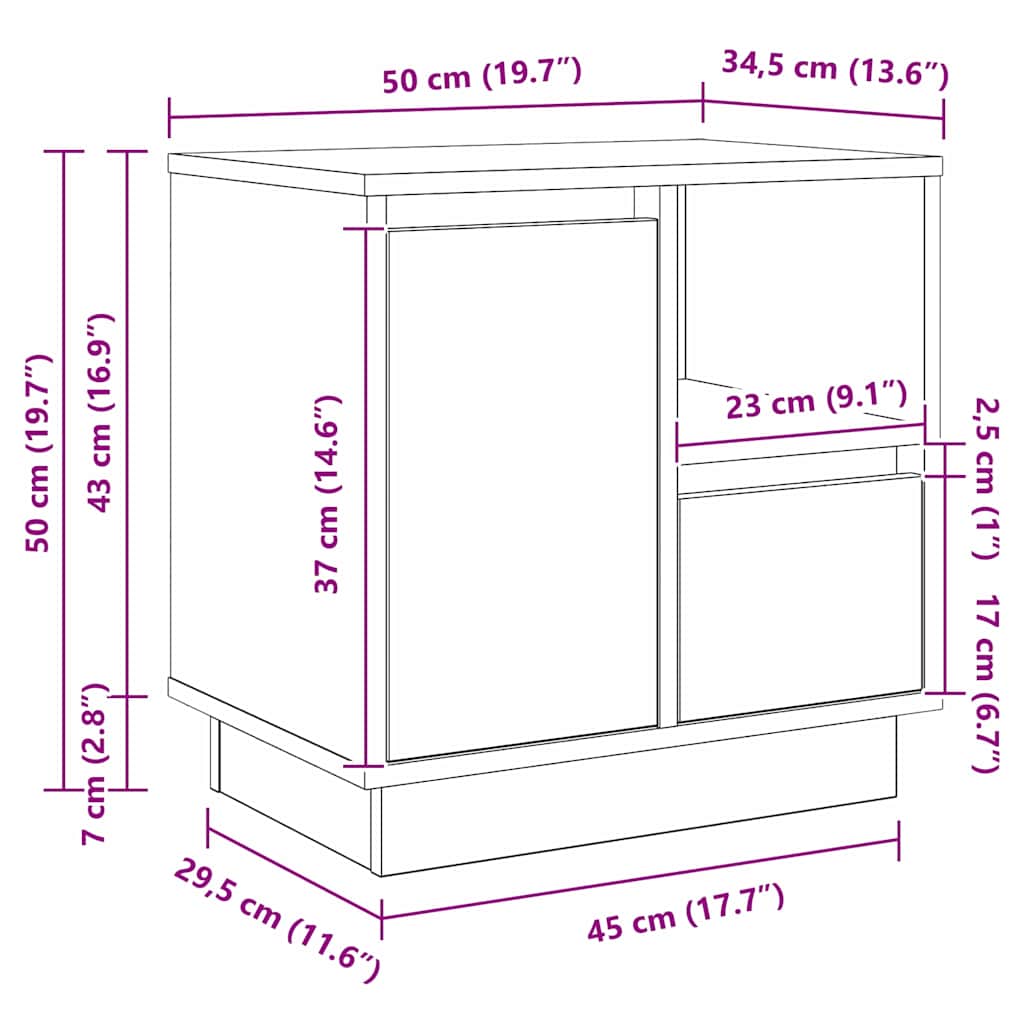 Natskab med 2 pcs artisan eg 50 x 34.5 x 50 cm. Konstrueret træ