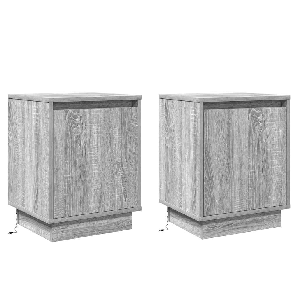 Natskab med 2 pcs Grå 39 x 34.5 x 50 cm Konstrueret træ
