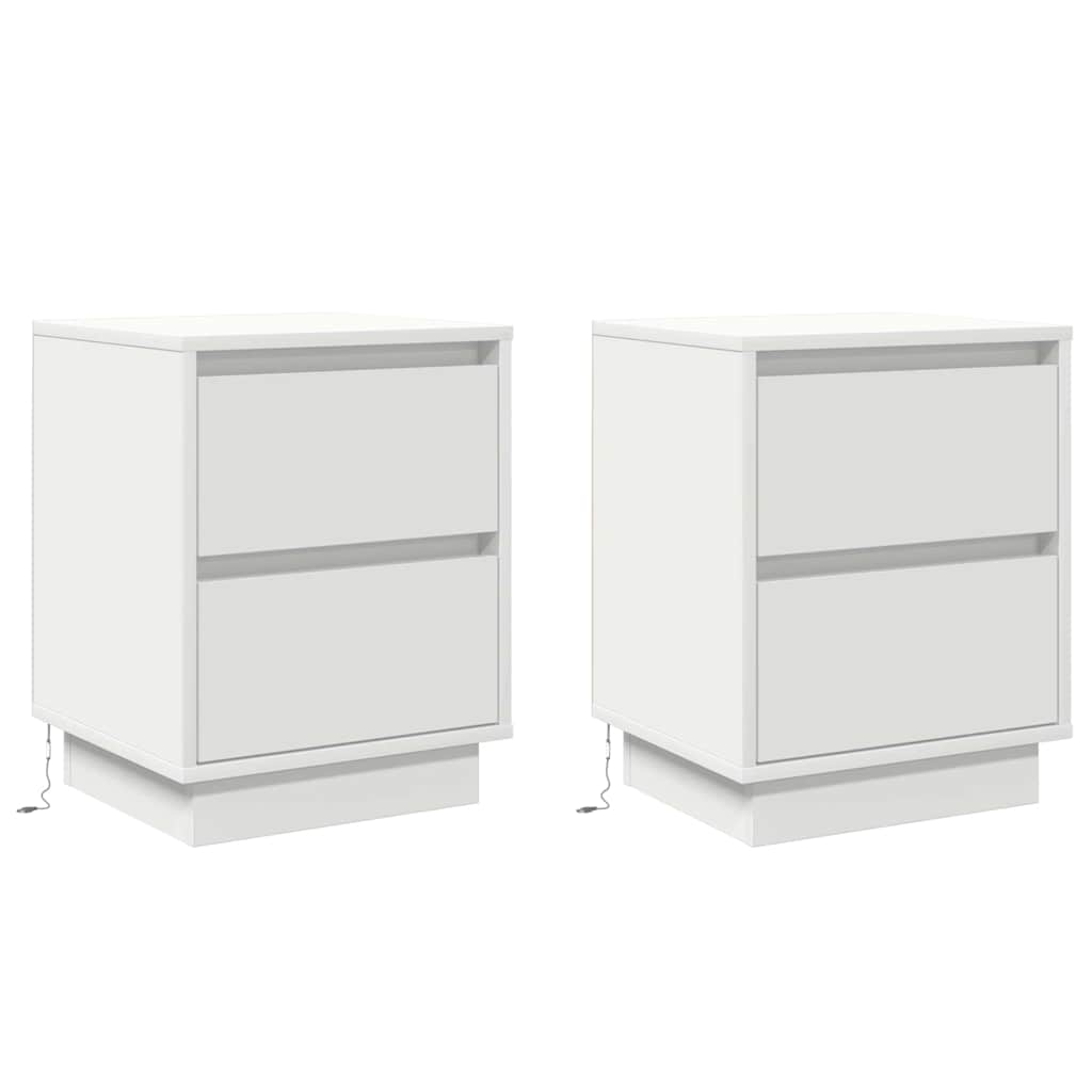 Natskab med skuffe 2 pcs Hvid 39 x 34.5 x 50 cm Konstrueret træ
