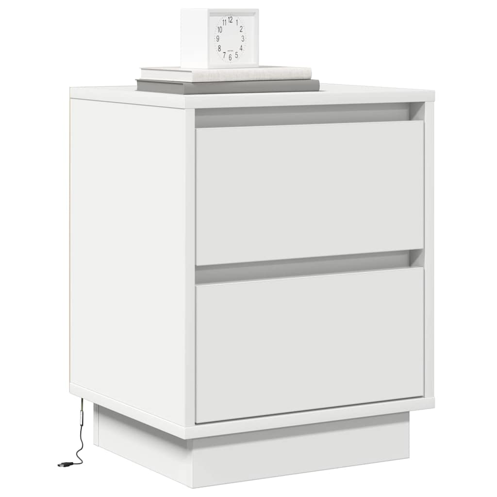 Natskab med skuffe 2 pcs Hvid 39 x 34.5 x 50 cm Konstrueret træ
