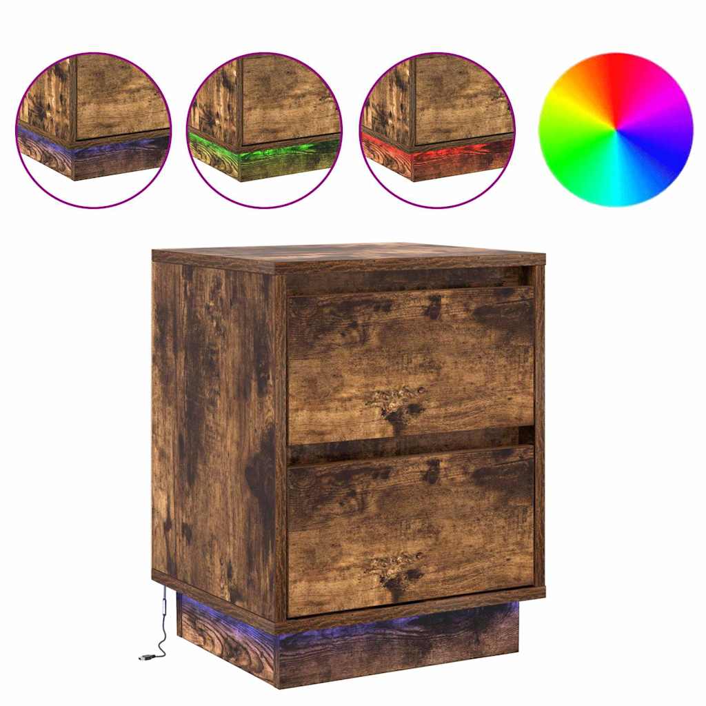 Natskab med 2 pcs Røget eg 39 x 34.5 x 50 cm Konstrueret træ