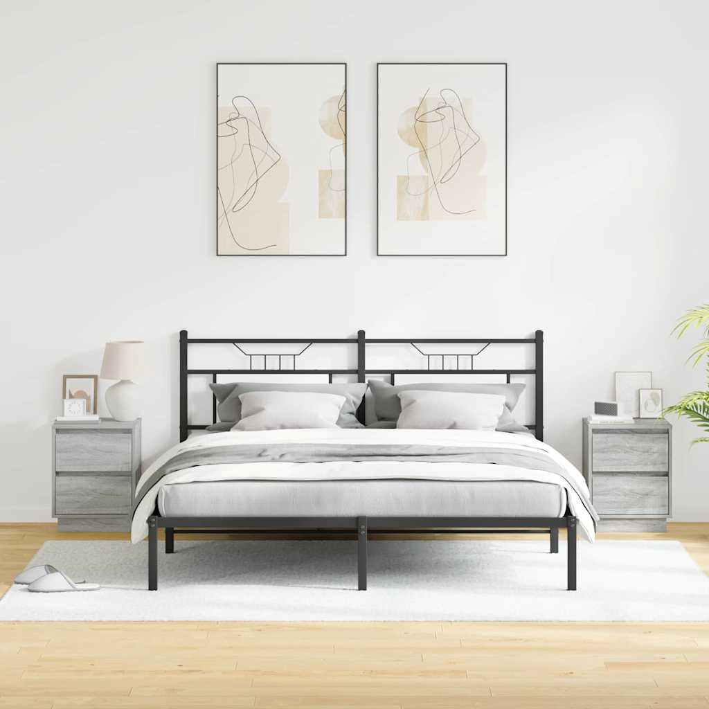 Natskab med skuffe 2 pcs Grå 39 x 34.5 x 50 cm Konstrueret træ
