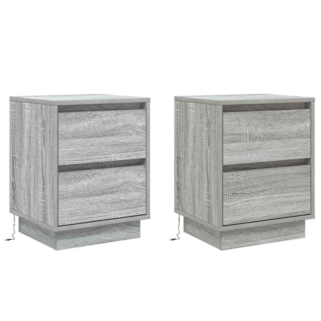 Natskab med skuffe 2 pcs Grå 39 x 34.5 x 50 cm Konstrueret træ